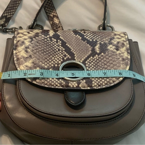 Michael Kors Snakeskin Crossbody Bag Women’s Half Moon Purple Top Handle Purse - Picture 10 of 16